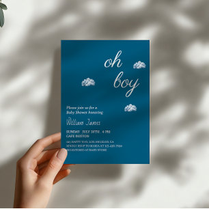 Oh Boy Baby shower - Schattige Cloud Design Kaart