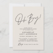 oh Boy baby shower script baby cream elegant Kaart (Voorkant)