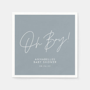 Oh Boy Baby shower Script Blauw Elegant Servet