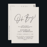 Oh Boy Baby shower Script Cream Elegant Briefkaart<br><div class="desc">Oh Boy Baby shower Script Modern Cream Neutral Elegant Party Invitation Design. Ideaal genderneutraal ontwerp.</div>
