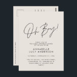 Oh Boy Baby shower Script Cream Elegant Briefkaart<br><div class="desc">Oh Boy Baby shower Script Modern Cream Neutral Elegant Party Invitation Design. Ideaal genderneutraal ontwerp.</div>