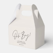 Oh Boy Baby shower Script Cream Neutraal Elegant Bedankdoosjes (Achterkant)
