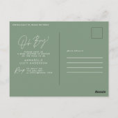 Oh Boy Baby shower Script Groen Elegant Briefkaart (Achterkant)