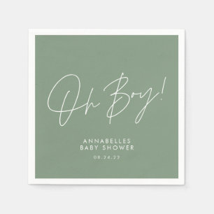 Oh Boy Baby shower Script Groen Elegant Servet