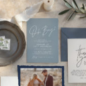 oh Boy baby shower script modern baby blauw elegan Kaart