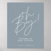 oh Boy baby shower script modern baby blauw elegan Poster (Voorkant)
