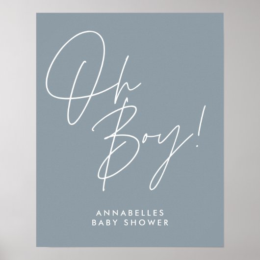 oh Boy baby shower script modern baby blauw elegan Poster (Voorkant)