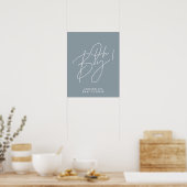 oh Boy baby shower script modern baby blauw elegan Poster (Keuken)