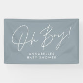 oh Boy baby shower script modern baby blauw elegan Spandoek (Horizontaal)