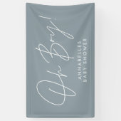 oh Boy baby shower script modern baby blauw elegan Spandoek (Verticaal)