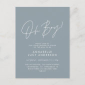 Oh Boy Baby shower Script Modern Blauw Elegant Briefkaart (Voorkant)