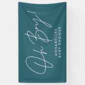 oh Boy baby shower script modern blauwgroen blauw Spandoek (Verticaal)