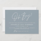 Oh Boy Baby shower Script Modern Blue Boho Kaart (Voorkant)
