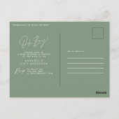 Oh Boy Baby shower Script Modern Groen Elegant Briefkaart (Achterkant)