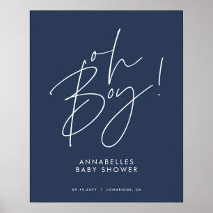 oh Boy baby shower script modern marineblauw elega Poster