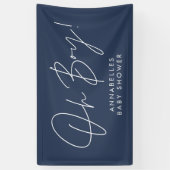 oh Boy baby shower script modern marineblauw elega Spandoek (Verticaal)