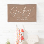 oh Boy baby shower script modern natuurlijk bruin Spandoek (Insitu)