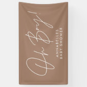 oh Boy baby shower script modern natuurlijk bruin Spandoek (Verticaal)