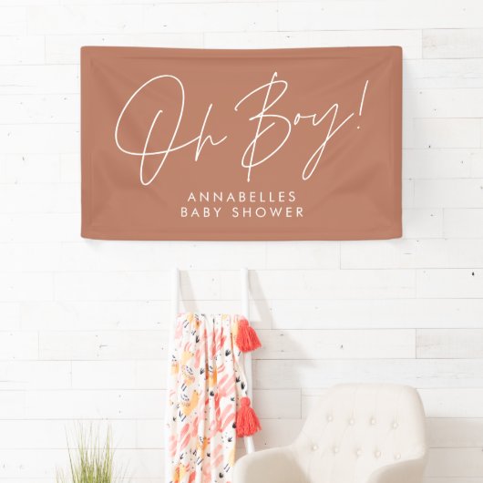 oh Boy baby shower script modern terracotta chic Spandoek (Insitu)