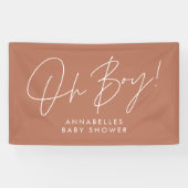 oh Boy baby shower script modern terracotta chic Spandoek (Horizontaal)