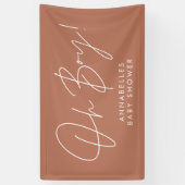 oh Boy baby shower script modern terracotta chic Spandoek (Verticaal)
