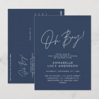 Oh Boy Baby shower Script Navy Blue Elegant