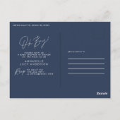 Oh Boy Baby shower Script Navy Blue Elegant Briefkaart (Achterkant)