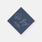Oh Boy Baby shower Script Navy Blue Elegant Servet (Hoek)