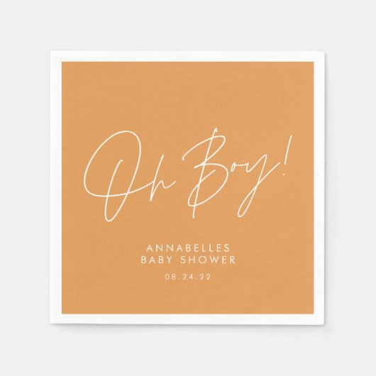 Oh Boy Baby shower Script sinaasappel Elegant Servet (Voorkant)