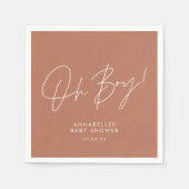 Oh Boy Baby shower Script Terracotta Elegant Servet (Voorkant)