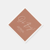Oh Boy Baby shower Script Terracotta Elegant Servet (Hoek)