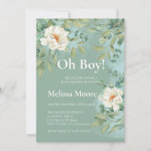 Oh Boy Baby shower Silver Sage Eucalyptus Flower Kaart (Voorkant)