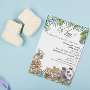 Oh Boy Baby shower Tropical Oerwoud Animals Kaart