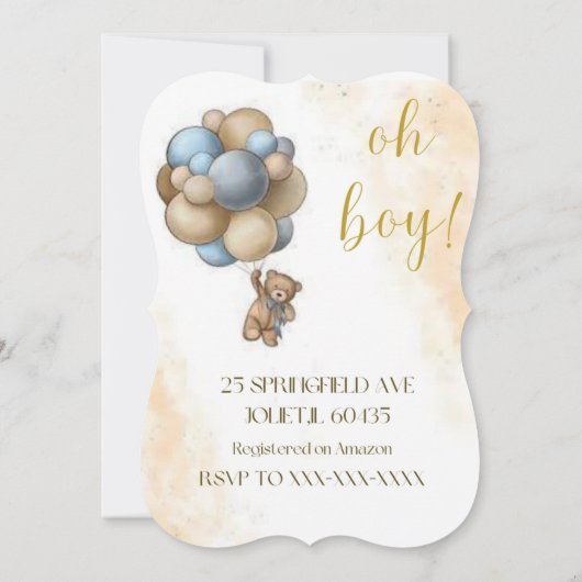 OH BOY Baby shower Uitnodiging (Achterkant)