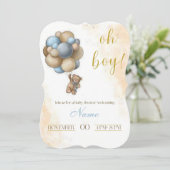 OH BOY Baby shower Uitnodiging (Staand voorkant)