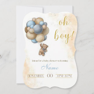 OH BOY Baby shower Uitnodiging