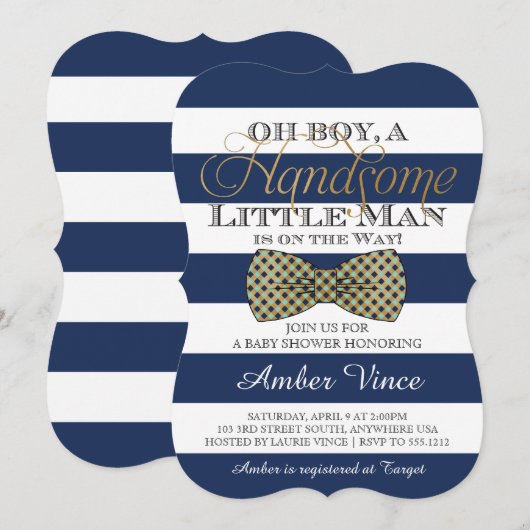 Oh Boy Baby shower Uitnodiging (Voorkant / Achterkant)