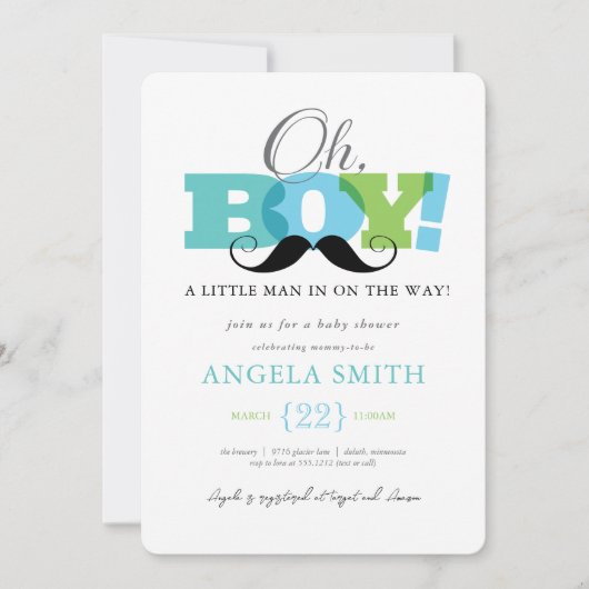 Oh Boy Baby shower Uitnodiging (Voorkant)