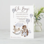 Oh Boy  Baby shower Uitnodiging (Staand voorkant)