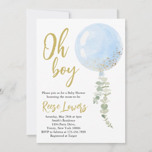 Oh Boy Baby shower Uitnodiging (Voorkant)