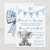 Oh Boy Baby Shower Uitnodiging met Boekverzoek (Voorkant / Achterkant)