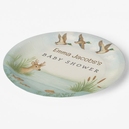 Oh boy! Baby shower van Woodland Papieren Bordje (Gekanteld)