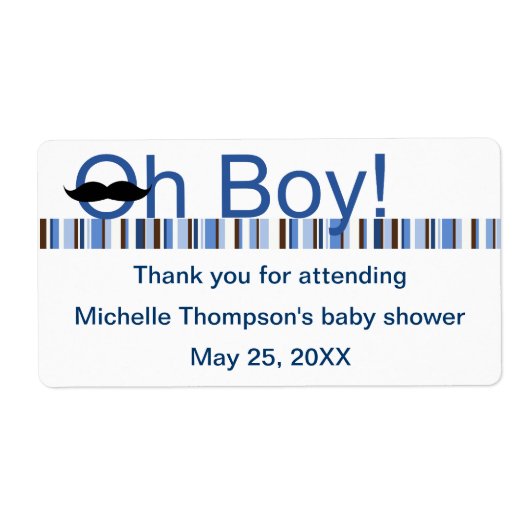 Oh Boy Baby shower waterfles Etiket (Voorkant)