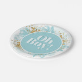 Oh Boy Baby shower Waterverf Glitter Papieren Bordje (Gekanteld)
