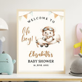 Oh boy , Baby Shower with Bear theme Poster