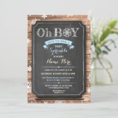 OH BOY Baby shower Wood Winter Sprinkle Invite Kaart (Staand voorkant)
