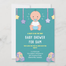Oh Boy Baby speelgoed blauw baby shower Uitnodigin