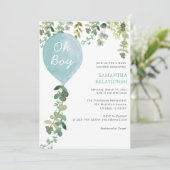 Oh Boy ballon waterverf groen boy baby shower Kaart (Staand voorkant)
