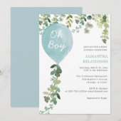 Oh Boy ballon waterverf groen boy baby shower Kaart (Voorkant / Achterkant)