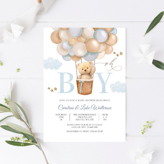 Oh Boy Ballonnen Baby Shower Uitnodiging